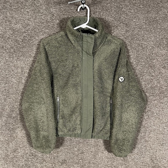 Vuori Jackets & Blazers - Vuori Jacket Womens XS Green Cozy Sherpa Fleece Full Zip Lined Short Pockets